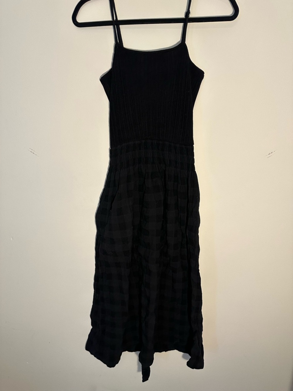 Women's Black Spaghetti Strap Midi Dress